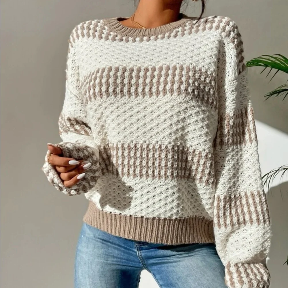 Luxe color block stripes knit sweater